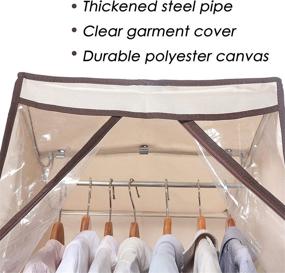 img 1 attached to 👗 2-Pack Hanging Garment Bag for Dresses, Suits, Uniforms | Beige Storage with Zipper Cover and Clear Window by STORAGE MANIAC