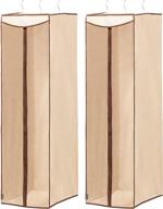 👗 2-pack hanging garment bag for dresses, suits, uniforms | beige storage with zipper cover and clear window by storage maniac logo