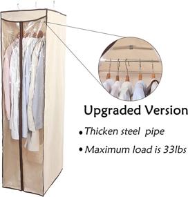 img 3 attached to 👗 2-Pack Hanging Garment Bag for Dresses, Suits, Uniforms | Beige Storage with Zipper Cover and Clear Window by STORAGE MANIAC