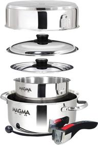 img 3 attached to 🍳 Magma Products A10-363-2-IND: Premium 7-Piece Stainless Steel Induction Cookware Set with Ceramica Non-Stick - Superior Quality in Silver