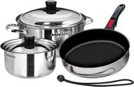 🍳 magma products a10-363-2-ind: premium 7-piece stainless steel induction cookware set with ceramica non-stick - superior quality in silver logo