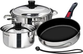 img 4 attached to 🍳 Magma Products A10-363-2-IND: Premium 7-Piece Stainless Steel Induction Cookware Set with Ceramica Non-Stick - Superior Quality in Silver