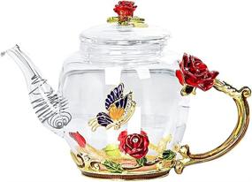 img 1 attached to Iamagie Glass Teapot with Butterfly Design for Beautiful Decoration