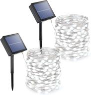 2-pack solar string lights, 72ft 200 led 8 modes outdoor fairy lights – upgraded waterproof solar lights for patio, garden, yard, party, wedding, tree decorations (white) логотип