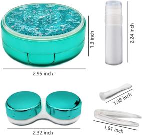 img 3 attached to Bling Stars Green Contact Lens Case: Cute Portable Eye Contact Lense Remover Tool with Mirror for Teen Girls and Women Travel Carry