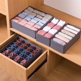 img 2 attached to Qozary 4 Pcs Foldable Drawer Organizer: Effortlessly Declutter Your Drawers with this Gray Desk Closet Storage Solution for Underwear, Socks, Lingerie, and Ties