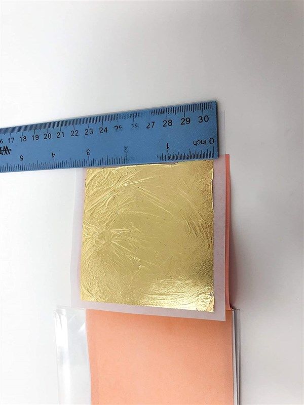 Slofoodgroup 24 Karat Edible Gold Leaf Soft Transfer Gold (25 Lightly Attached Sheets on Transfer Backing) 3.15 in x 3.15in Soft Press Transfer Gold