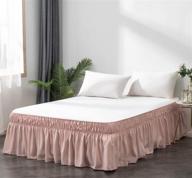 ayasw 18 inch drop bed skirt: elastic wrap around dust ruffle for queen-king size beds - blush pink logo