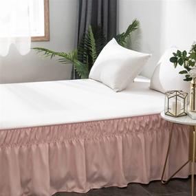img 3 attached to AYASW 18 Inch Drop Bed Skirt: Elastic Wrap Around Dust Ruffle for Queen-King Size Beds - Blush Pink