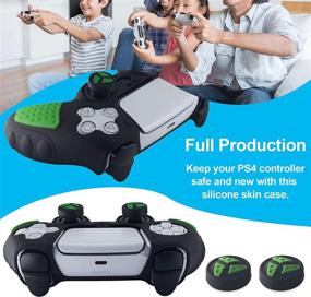 img 1 attached to 🎮 BRHE PS5 Controller Skin - Anti-Slip Silicone Grip Cover - Rubber Case Accessories Set for Playstation 5 Gamepad Joystick with 2 Thumb Grip Caps (Green Black)