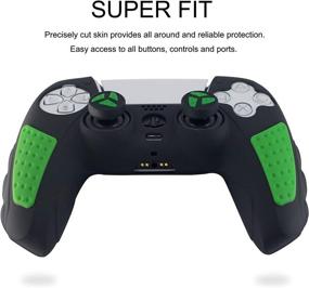 img 2 attached to 🎮 BRHE PS5 Controller Skin - Anti-Slip Silicone Grip Cover - Rubber Case Accessories Set for Playstation 5 Gamepad Joystick with 2 Thumb Grip Caps (Green Black)