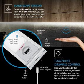 img 3 attached to 🔦 24 inch Rechargeable Battery Powered Hand Wave Activated LED Under Cabinet Lighting by EShine - Dimmable with 3200K Color Temperature