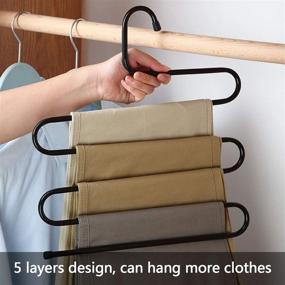 img 3 attached to 👖 4 Pack of Pants Hanger Multi-Layer S-Style Closet Stainless Steel Rack Space Saver for Jeans, Trousers, Scarves, and Ties