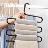 👖 4 pack of pants hanger multi-layer s-style closet stainless steel rack space saver for jeans, trousers, scarves, and ties logo