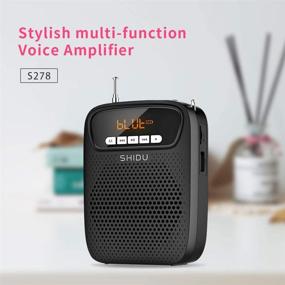 img 1 attached to Портативный голосовой усилитель SHIDU с FM-радио, проводным микрофоном, Bluetooth и громкоговорителем