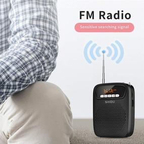 img 2 attached to Портативный голосовой усилитель SHIDU с FM-радио, проводным микрофоном, Bluetooth и громкоговорителем