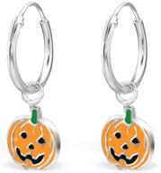 🎃 sterling silver jack o lantern halloween pumpkin hoop earrings (e28032) - spook up your style! logo