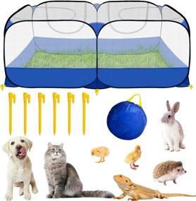 img 4 attached to 🐾 Small Animals Playpen by GABraden - Reptiles Cage, Chicken Run Coop with Breathable Transparent Pet Playpen. Pop Open Outdoor/Indoor Exercise Fence for Portable Yard Fence
