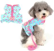 🐶 no pull small dog girl harness dress, escape proof cat kitten vest harness and leash set, step-in soft padded cotton colorful floral jacket puppy chihuahua clothes with cute bow for walking by zunea logo