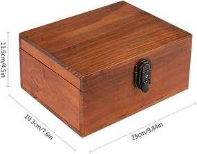 img 3 attached to 🔐 Vintage Handmade Wood Craft Box with Lock and Key for Jewelry Gift Storage Box and Home Decor, Brown, 9.3x7.6x4.5 Inch - Dedoot Wooden Keepsake Box