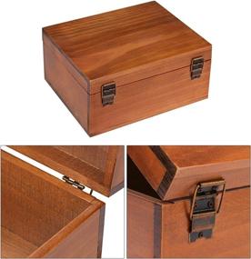 img 1 attached to 🔐 Vintage Handmade Wood Craft Box with Lock and Key for Jewelry Gift Storage Box and Home Decor, Brown, 9.3x7.6x4.5 Inch - Dedoot Wooden Keepsake Box