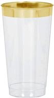 🍾 clear plastic tumblers with gold trim - 16 oz, 16 ct | premium party supply logo