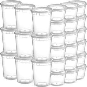 img 2 attached to Deli Food Containers with Lids - 48 Sets of Quart (24-32 Oz) and Pint (24-16 Oz) Size Airtight Food Storage Takeout Meal Prep Containers, Including 54 Lids, BPA-Free, Dishwasher and Microwave Safe