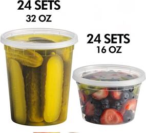 img 3 attached to Deli Food Containers with Lids - 48 Sets of Quart (24-32 Oz) and Pint (24-16 Oz) Size Airtight Food Storage Takeout Meal Prep Containers, Including 54 Lids, BPA-Free, Dishwasher and Microwave Safe