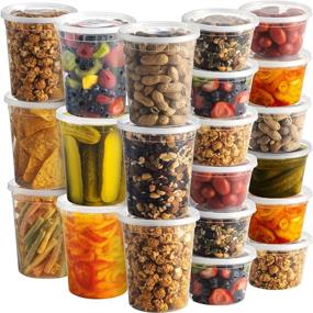 img 4 attached to Deli Food Containers with Lids - 48 Sets of Quart (24-32 Oz) and Pint (24-16 Oz) Size Airtight Food Storage Takeout Meal Prep Containers, Including 54 Lids, BPA-Free, Dishwasher and Microwave Safe