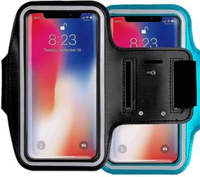 img 4 attached to Water Resistant Cell Phone Armband Case for iPhone 12/11/X - 2Pack, Adjustable Band & Key Slot