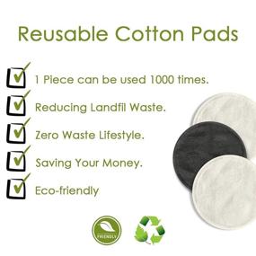 img 3 attached to QALB Reusable Makeup Pads: 100% Organic Bamboo Cotton Rounds for All Skin Types