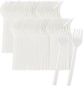 img 4 attached to 🍴 Пластиковые вилочки Plasticpro 100-Pack Disposable White Mini для детей, дегустаций, фруктов, тортов и десертов