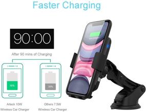 img 3 attached to Arteck 10W Wireless Car Charger Phone Mount - Fast Charging Universal Car Mount Holder Compatible with iPhone 13, Samsung Galaxy S Series, and More Smartphone Models