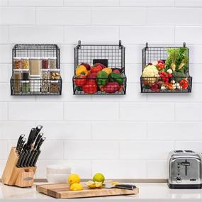 img 1 attached to 📦 Nandae Metal Wire Basket with Wheels & Chalkboards, 4-Tier Wall-Mounted Storage Organizer for Kitchen, Pantry, Vegetables | Stackable Hanging Fruit Basket & Utility Cart for Potato & Onion