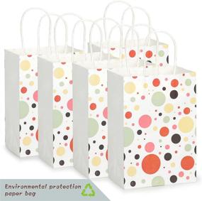 img 2 attached to 🎁 UCIBO 50pc Kraft Paper Gift Bags - 8x4.25x10.5" Shopping Bags, Retail Bags, Bulk Paper Gift Bags with Handles, Holiday Party Bags, Color Dot Recyclable Favor Bags for Shopping, Wedding, Birthday, Party