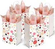 🎁 ucibo 50pc kraft paper gift bags - 8x4.25x10.5" shopping bags, retail bags, bulk paper gift bags with handles, holiday party bags, color dot recyclable favor bags for shopping, wedding, birthday, party logo