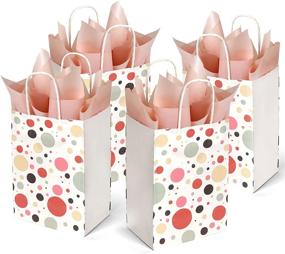 img 4 attached to 🎁 UCIBO 50pc Kraft Paper Gift Bags - 8x4.25x10.5" Shopping Bags, Retail Bags, Bulk Paper Gift Bags with Handles, Holiday Party Bags, Color Dot Recyclable Favor Bags for Shopping, Wedding, Birthday, Party