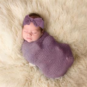 img 2 attached to 👶 Aniwon Newborn Baby Photography Props, 3Pcs DIY Toddler Photo Blankets Wrap Outfits and Headband Long Ripple Wraps Prop Swaddle Wrap Photography Mat for Boys and Girls (Deep Purple)