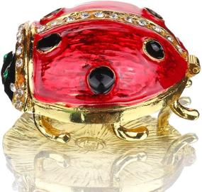 img 4 attached to Luxurious Hand-Painted Ladybug Trinket Box Embellished with Enamel and Sparkling Rhinestones: A Perfect Jewelry Trinket Box