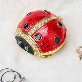 img 1 attached to Luxurious Hand-Painted Ladybug Trinket Box Embellished with Enamel and Sparkling Rhinestones: A Perfect Jewelry Trinket Box