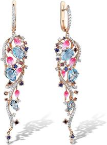 img 4 attached to Santuzza Sterling Silver Blue Glass Created Sapphire Garnet Cubic Zirconia Dangle Earrings - Grape-inspired Drop Earring