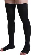 🧦 doc miller opaque thigh high compression stockings with open toe, 30-40 mmhg logo