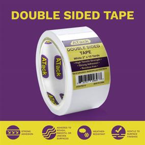 img 3 attached to ATack Double-Sided Tape White, 2 Inches x 10 Yards - Heavy Duty Self-Adhesive Wall Fabric Tape for Wood Templates, Furniture, Leather, Curtains, and Craft Projects