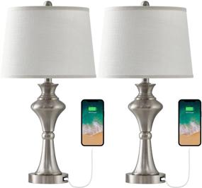 img 1 attached to Oneach Modern USB Table Lamps Set Of 2 For Living Room Bedroom 24