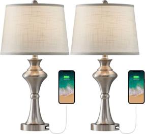 img 2 attached to Oneach Modern USB Table Lamps Set Of 2 For Living Room Bedroom 24