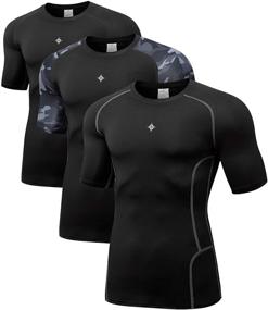 img 4 attached to 👕 Milin Naco Men's Short Sleeve Compression T-Shirt, Cool Dry Baselayer Tops, Pack of 3 - Enhance Your Performance and Comfort