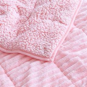 img 2 attached to 🛏️ Coolplus Ribbed Fleece Adult Weighted Blanket - Queen Size 15lbs, 60 × 80 Inches: Warm and Cozy Heavy Blanket for Calm Sleeping and Productive Work, Dual-Sided Pink Throw