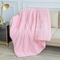 🛏️ coolplus ribbed fleece adult weighted blanket - queen size 15lbs, 60 × 80 inches: warm and cozy heavy blanket for calm sleeping and productive work, dual-sided pink throw logo