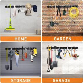 img 1 attached to 🔧 Maximize Garage Space with 64 Inch Adjustable Storage System - Wall Mount Garage Tool Organizer for Rakes, Brooms, and Yard Tools