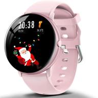 🌸 women's pink smartwatch: full touch fitness tracker with body temperature monitor, ip67 waterproof, call reminder, heart rate counter, sleep monitor - compatible with ios and android phones logo